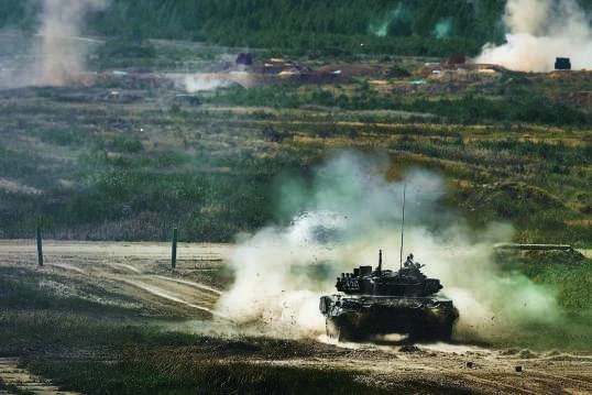 Armoured vehicle on a training ground